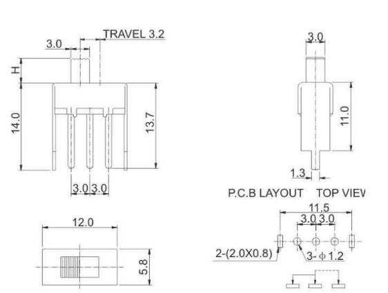 SS-12F24(1p2t)撥動開關(guān)