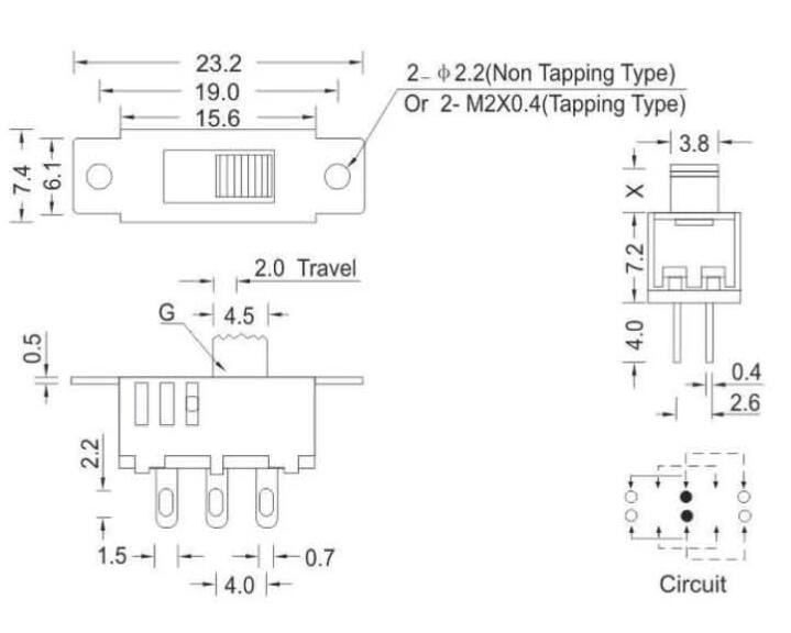 SS-22D32(2P3T)撥動開關(guān)