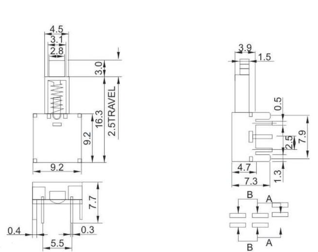 PS-22E50(2P2T)撥動開關(guān)